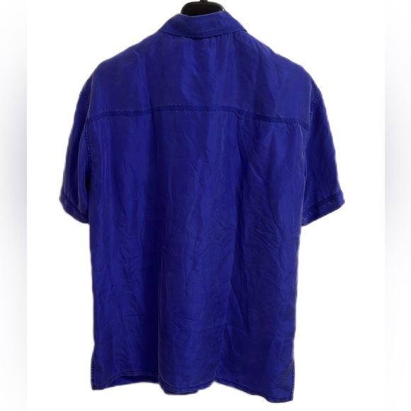 Dana  Buchman Vintage Silk buttons Down Short Sleeves blouse Size L - Picture 2 of 13